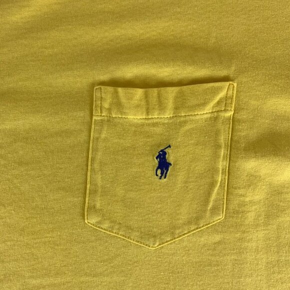 Polo Ralph Lauren Vintage Yellow Short Sleeve Single Stitch Shirt Mens Large - Picture 2 of 5